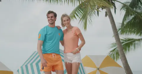 USPA Beach Couple Palm Portrait. lifestyle visual reference, composition and color reference.