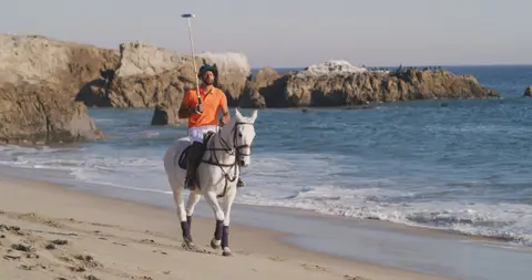 USPA Horseback Beach Approach. sports visual reference, composition and color reference.