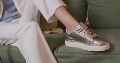 USPA Metallic Sneaker Detail. product_detail visual reference, composition and color reference.