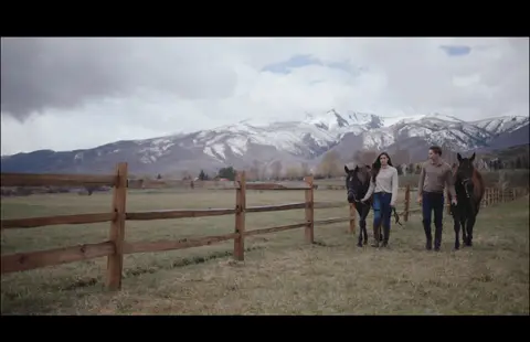 USPA Riders Crossing Mountain Pasture. sports visual reference, composition and color reference.