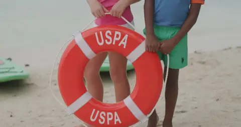 USPA Red Lifebuoy Detail. marine_lifestyle visual reference, composition and color reference.