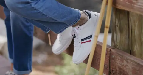 USPA White Sneaker Rail Detail. product_detail visual reference, composition and color reference.