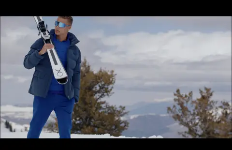 USPA Skier Mountain Action. sports visual reference, composition and color reference.