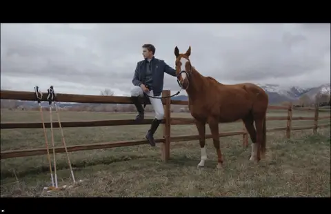 USPA Horse And Skis Ranch Wide. sports visual reference, composition and color reference.