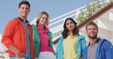 USPA Resort Colorblock Group. lifestyle visual reference, composition and color reference.