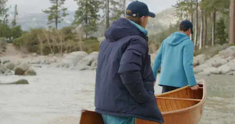 USPA Canoe Carry Lakeside Walk. marine_lifestyle visual reference, composition and color reference.